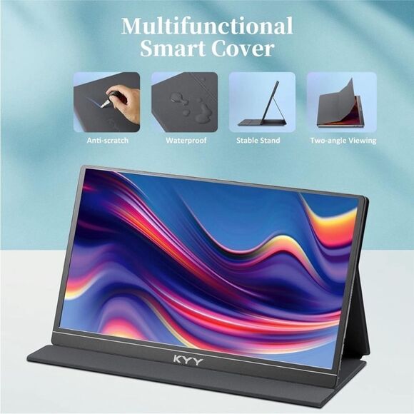 KYY Portable Monitor Display Gaming Monitor w/Premium Smart Cover, Speakers - Picture 5 of 13